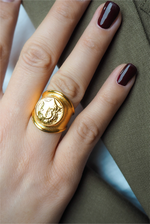 Made in Grace. Silver Plated in 18K Gold. Crafted with Greek History. Statement Ring.