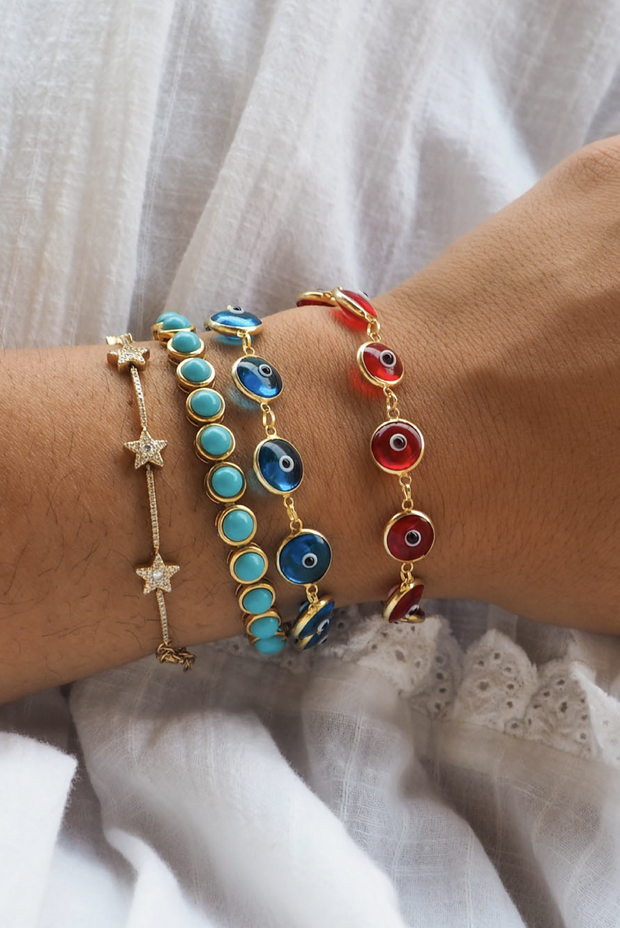 Selini Classic. 14K Gold Plated Sterling Silver or Sterling Silver. Evil Eye Bracelet. Greek Culture Jewelry. 