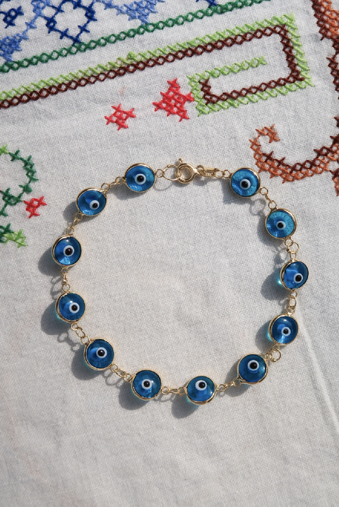 Selini Classic. 14K Gold Plated Sterling Silver or Sterling Silver. Evil Eye Bracelet. Greek Culture Jewelry. 