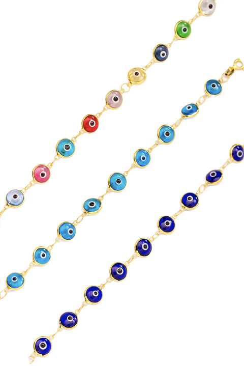 Selini Classic. 14K Gold Plated Sterling Silver or Sterling Silver. Evil Eye Bracelet. Greek Culture Jewelry. 