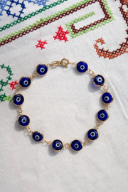 Selini Classic. 14K Gold Plated Sterling Silver or Sterling Silver. Evil Eye Bracelet. Greek Culture Jewelry. 