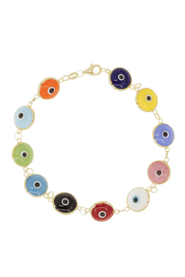 Selini Classic. 14K Gold Plated Sterling Silver or Sterling Silver. Evil Eye Bracelet. Greek Culture Jewelry. 