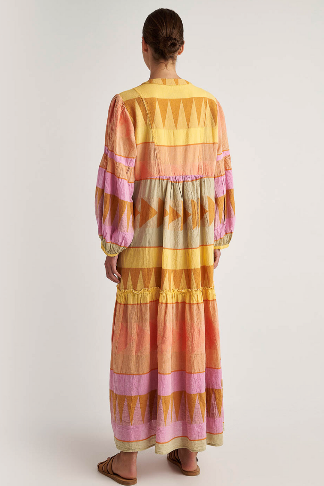 Antiparos Maxi Dress made by Greek brand, Pearl and Caviar, sold by Selini.