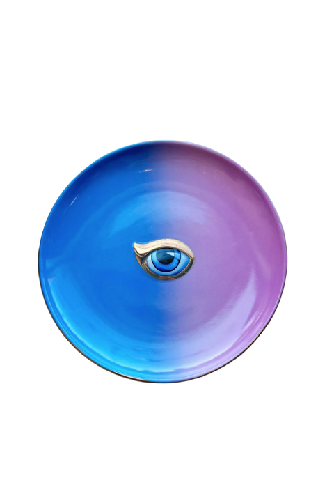 Selini Classic. Evil Eye Aura Dish. Colorful Design. Recycled Glass.