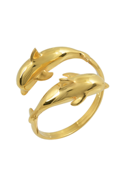 Made in Greece. 24k Plated Stainless Steel. Dolphin Cuff Bracelet. Adjustable Jewelry. 