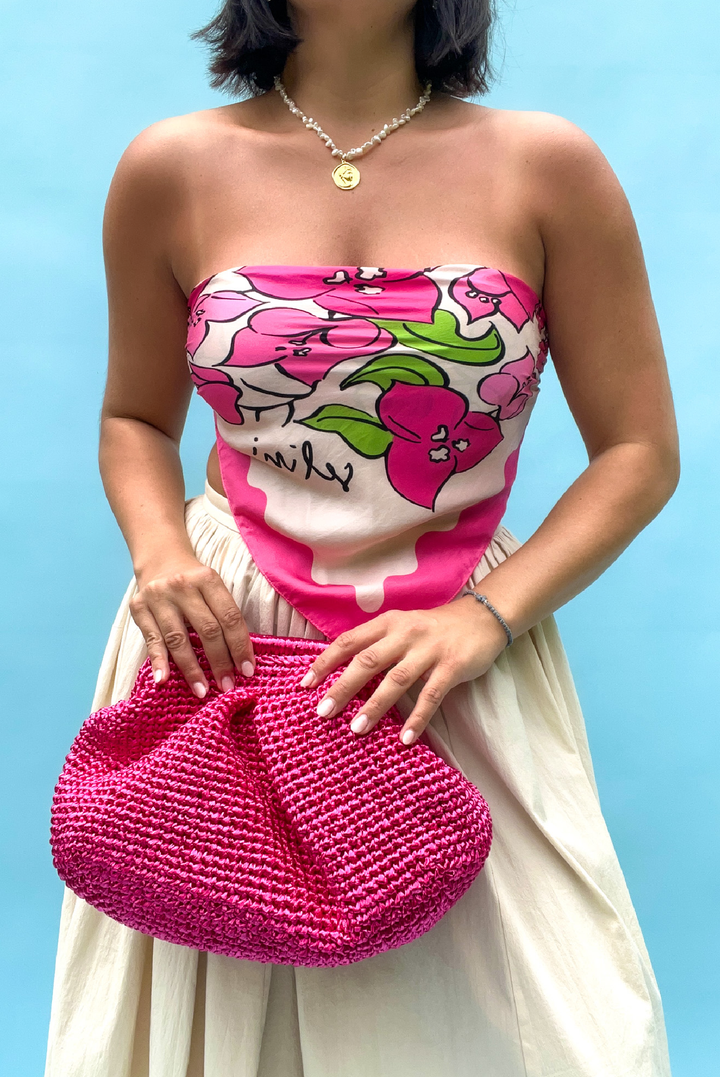 Bougainvillea Silk Scarf made by Greek brand, Selini.