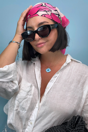 Selini Classic. 100% Silk. Pink Floral Scarf. Selini Creative Flower Designs. 