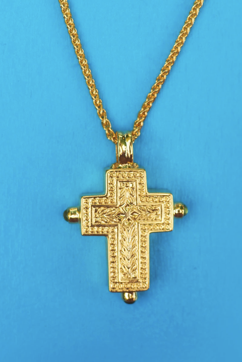 Made in Greece. Fine 925 Silver with 18k Gold Plating. Statement Cross Necklace. Greek Inspired Necklace. 