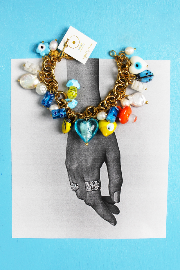 Made in Greece. Colorful Charm Bracelet. Summer Jewelry. Staple Outfit Piece. 