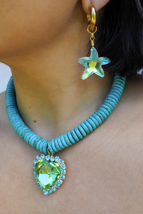 Made in Greece. Greek Inspired Jewelry. Chunky Statement Piece. Heart Necklace. 