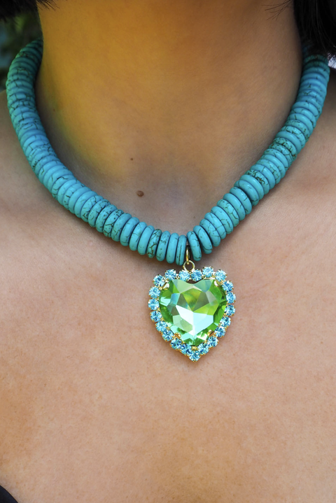 Made in Greece. Greek Inspired Jewelry. Chunky Statement Piece. Heart Necklace. 