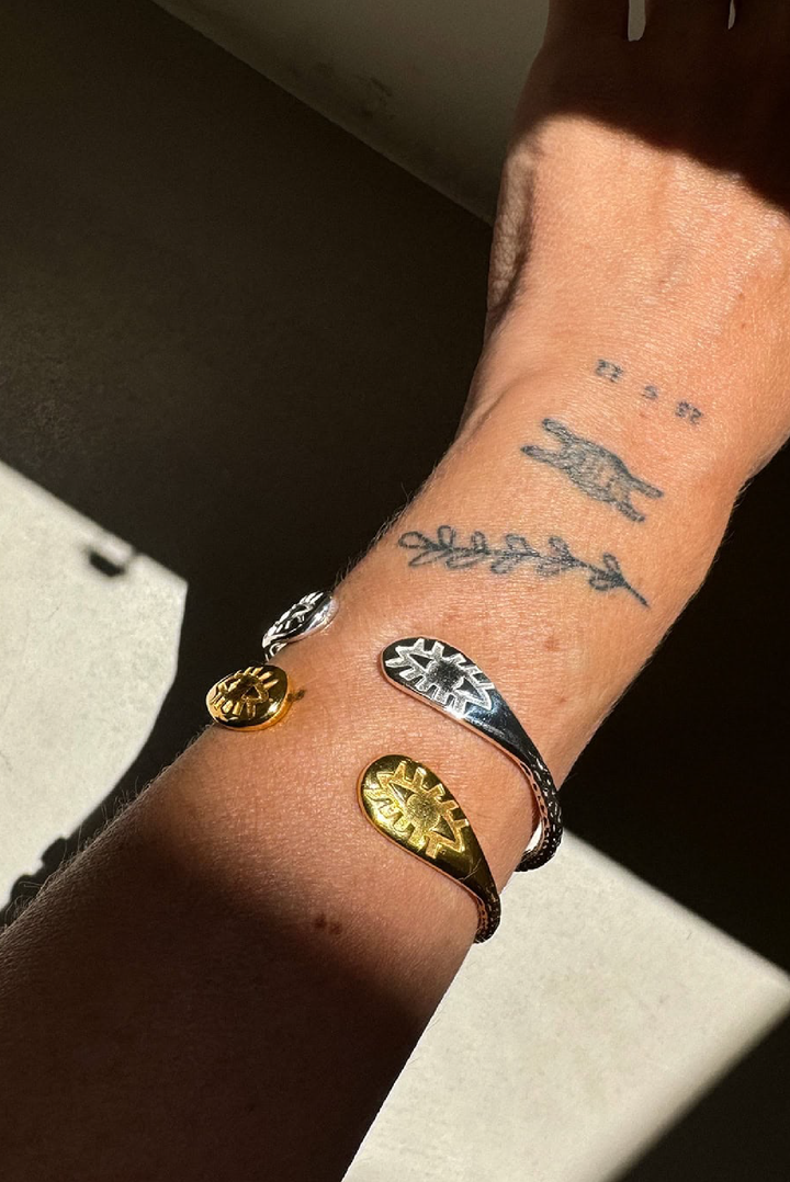 Made in Greece. Sterling Silver. Gold-plated Sterling Silver . Classic Summer Bangle. 