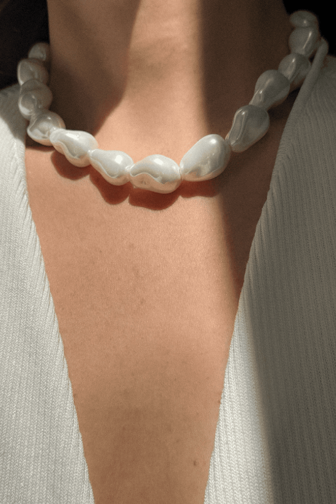 Made in Greece. Stainless Steel. Mother of Pearl Necklace. Summer Chunky Necklace. 