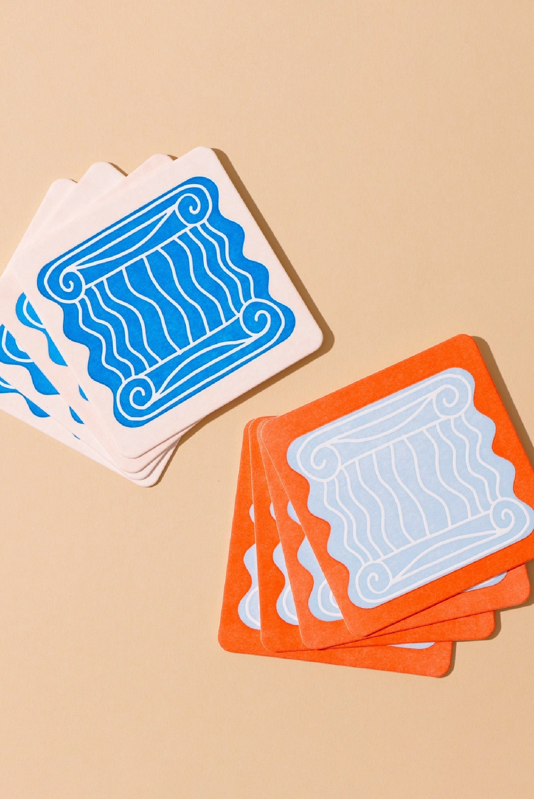 Column Letterpress Coasters made by Greek brand, Selini.