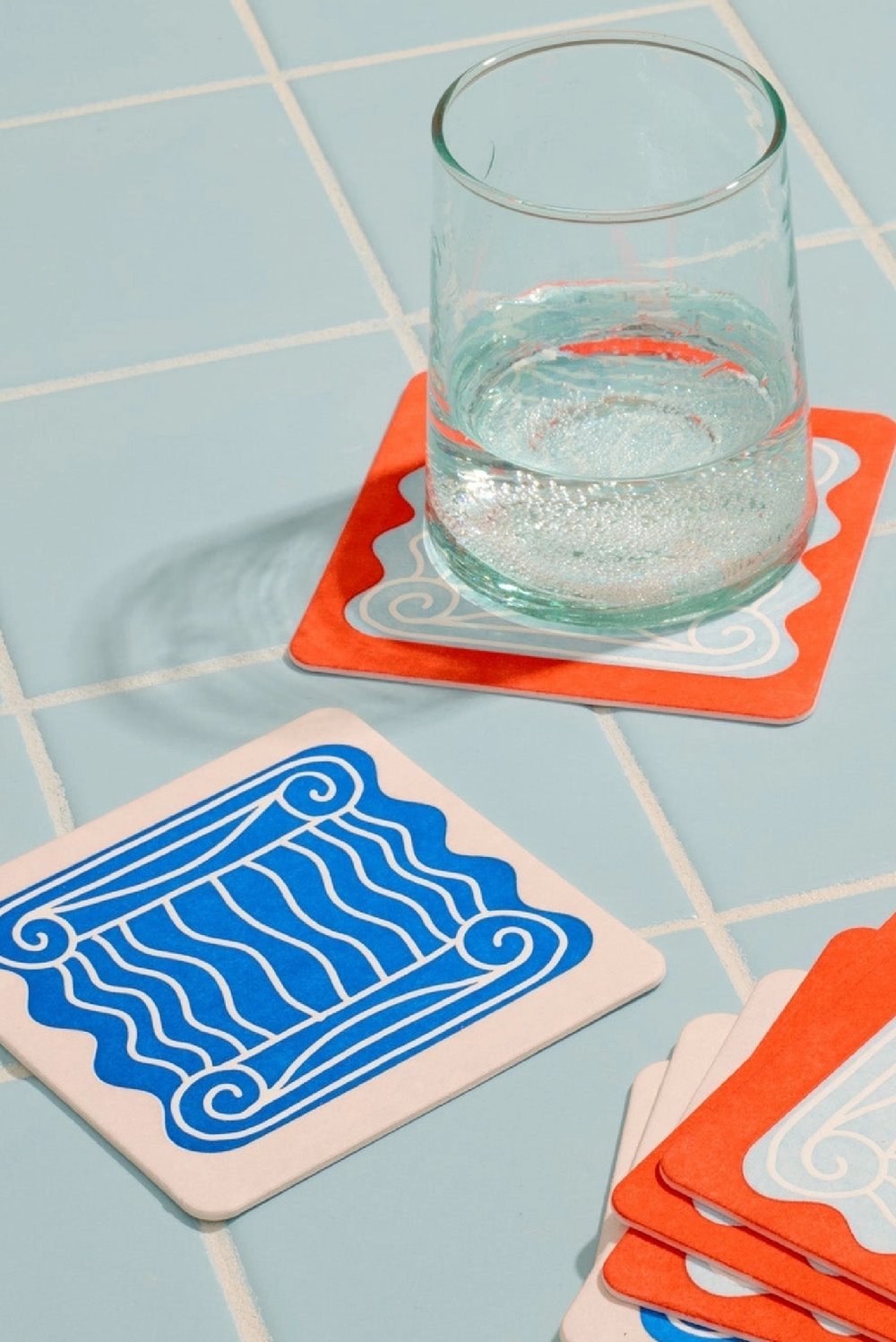 Column Letterpress Coasters made by Greek brand, Selini.