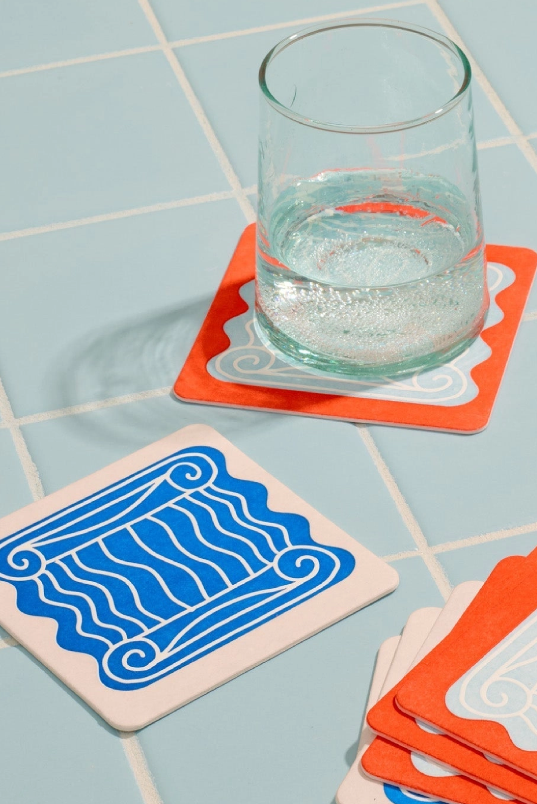Column Letterpress Coasters made by Greek brand, Selini.