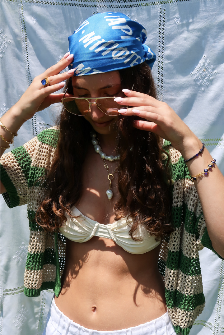 Taverna Selini Silk Scarf made my Greek brand, Selini.