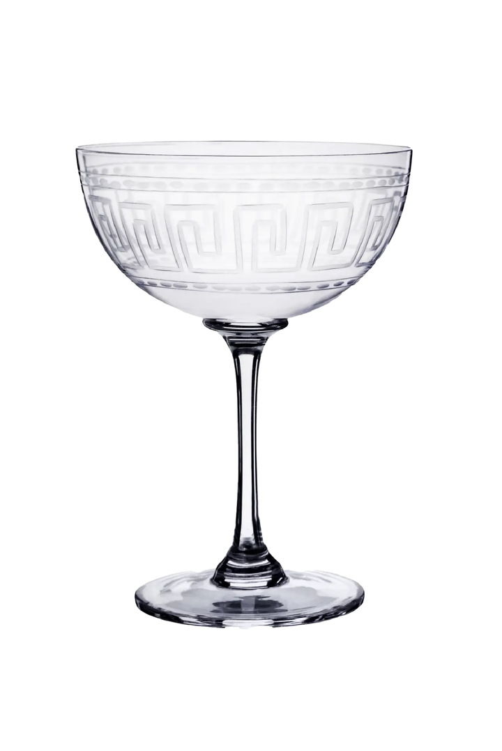 Meandros Champagne Saucers sold by Greek brand, Selini.