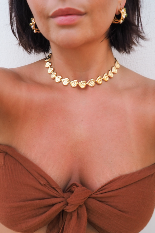 Made in Greece. Fine 925 Silver with 18k Gold Plating. Heart Choker. Greek Inspired Gold Necklace. 