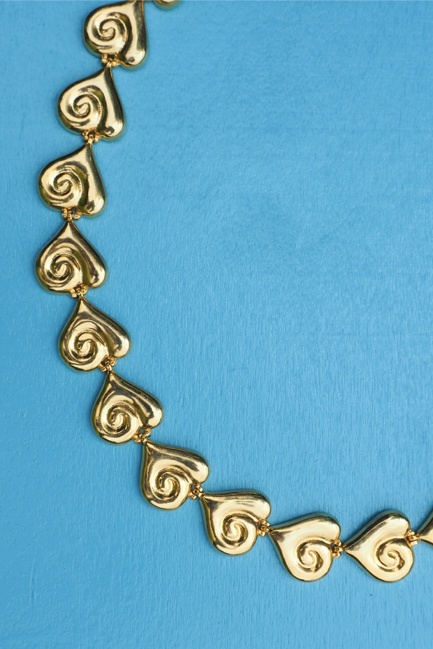 Made in Greece. Fine 925 Silver with 18k Gold Plating. Heart Choker. Greek Inspired Gold Necklace. 