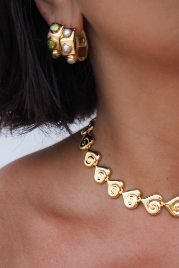 Made in Greece. Fine 925 Silver with 18k Gold Plating. Heart Choker. Greek Inspired Gold Necklace. 