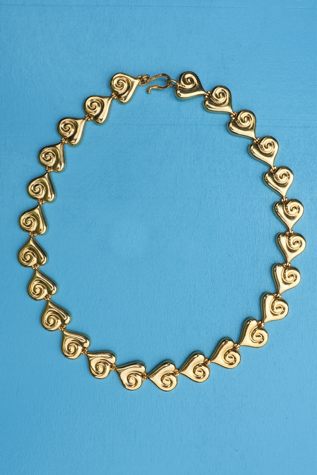 Made in Greece. Fine 925 Silver with 18k Gold Plating. Heart Choker. Greek Inspired Gold Necklace. 