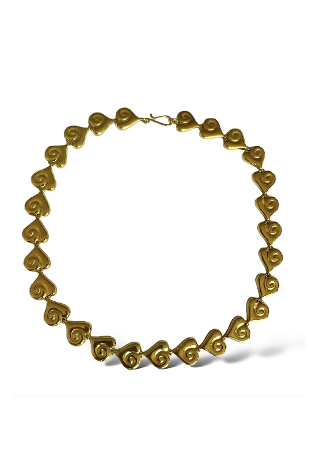 Made in Greece. Fine 925 Silver with 18k Gold Plating. Heart Choker. Greek Inspired Gold Necklace. 
