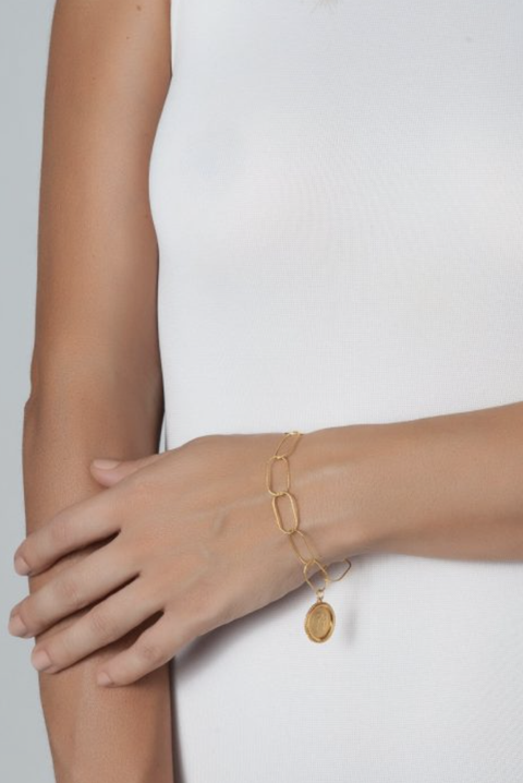 Made in Greece. Gold-plated Sterling Silver 925. Link Bracelet. Greek Inspired Jewelry. 