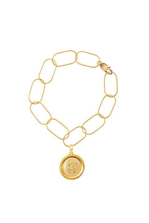 Made in Greece. Gold-plated Sterling Silver 925. Link Bracelet. Greek Inspired Jewelry. 
