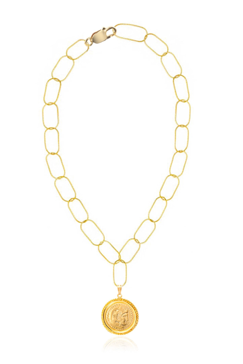 Hercules Statement Necklace made by Greek brand Hermina Athens, sold by Selini. 