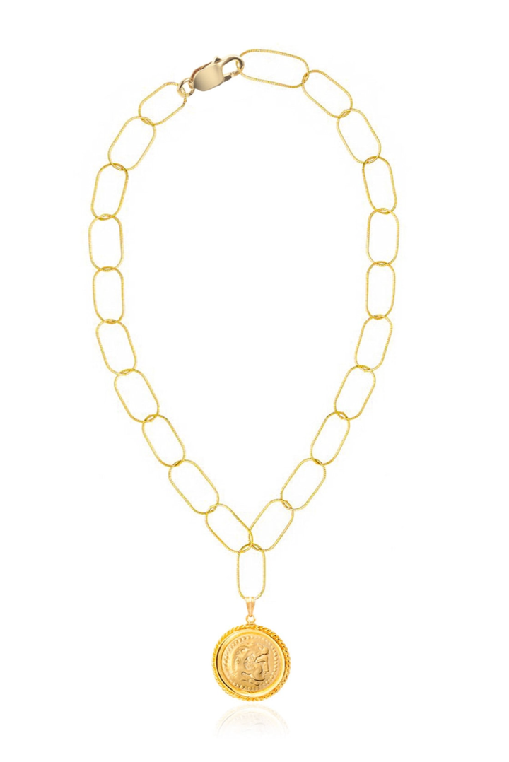 Hercules Statement Necklace made by Greek brand Hermina Athens, sold by Selini. 