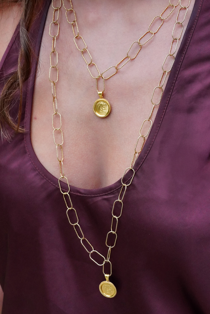 Hercules Statement Necklace made by Greek brand Hermina Athens, sold by Selini. 