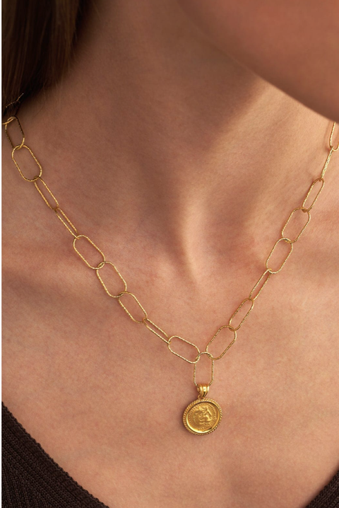 Made in Greece. Gold-plated Sterling Silver 925. Greek Inspired Jewelry. Statement Necklace. 
