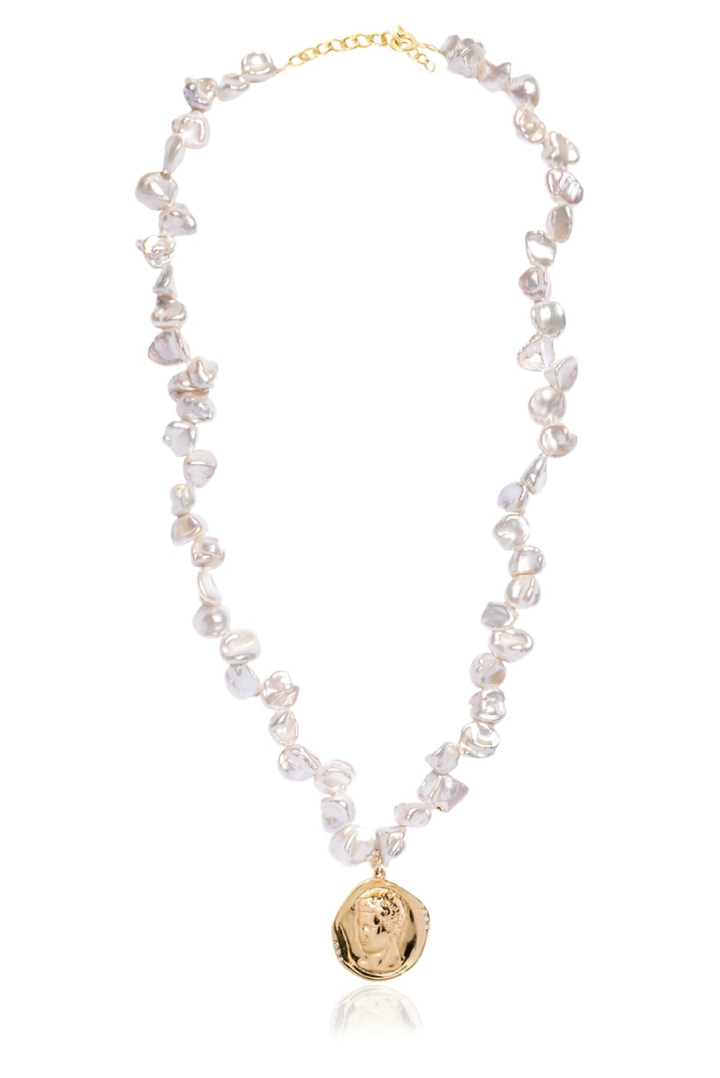 Hermis Lustre Pearl Necklace made by Greek brand Hermina Athens, sold by Selini.