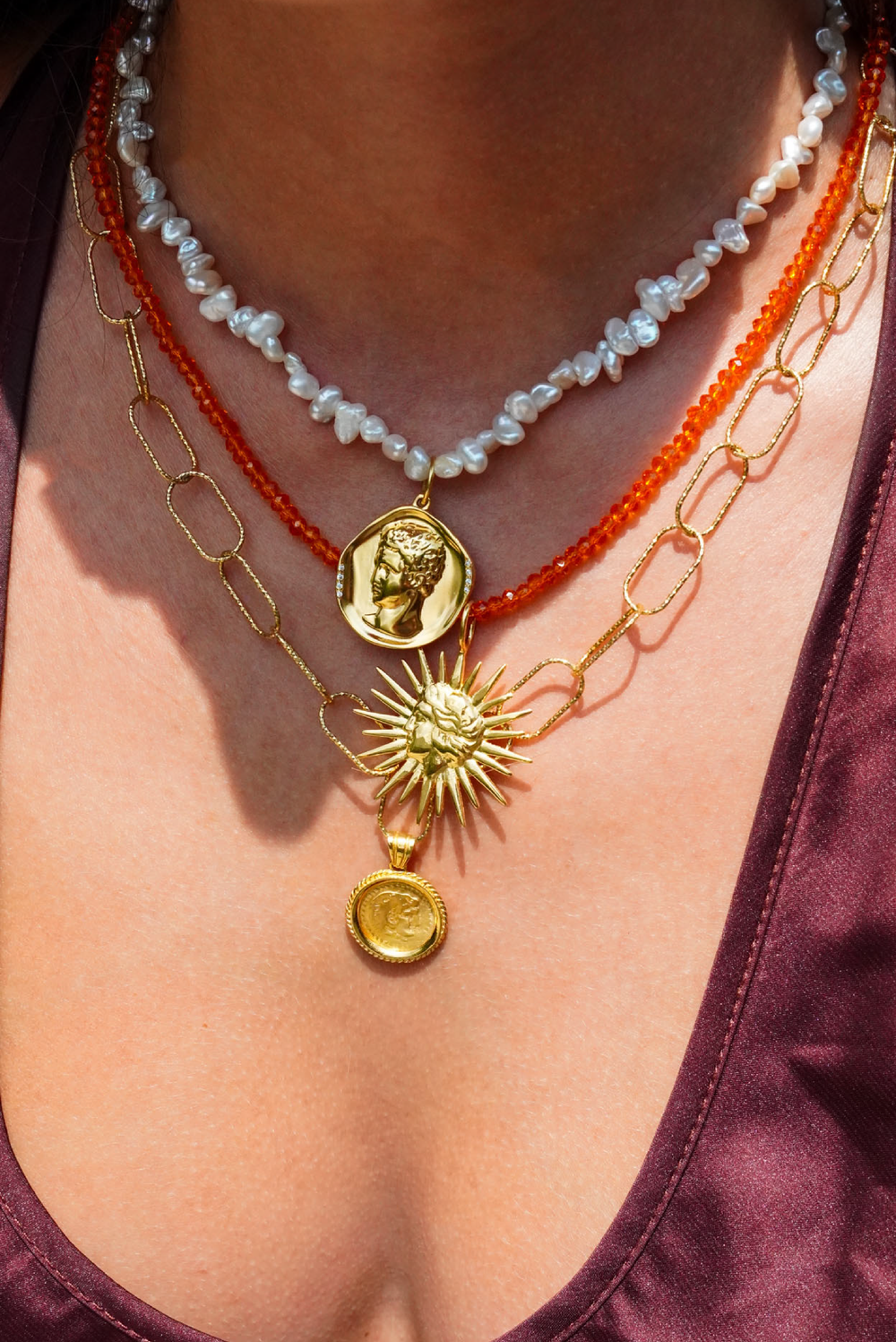 Hermis Lustre Pearl Necklace made by Greek brand Hermina Athens, sold by Selini.