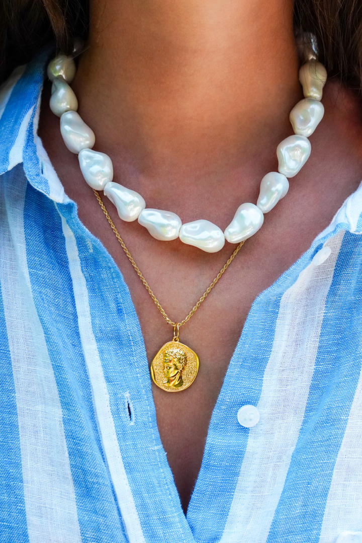 Hermis Matte Large Pendant made by Greek brand Hermina Athens, sold by Selini. 