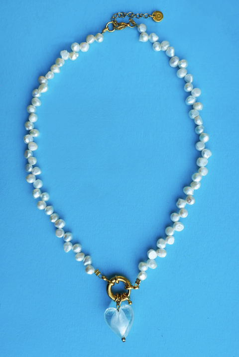 Made in Greece. Heart Necklace. Pearl Necklace. Selini Fan Favorite. 