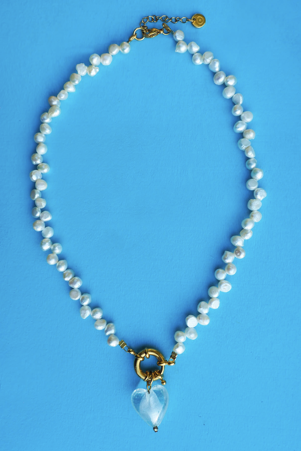 Made in Greece. Heart Necklace. Pearl Necklace. Selini Fan Favorite. 