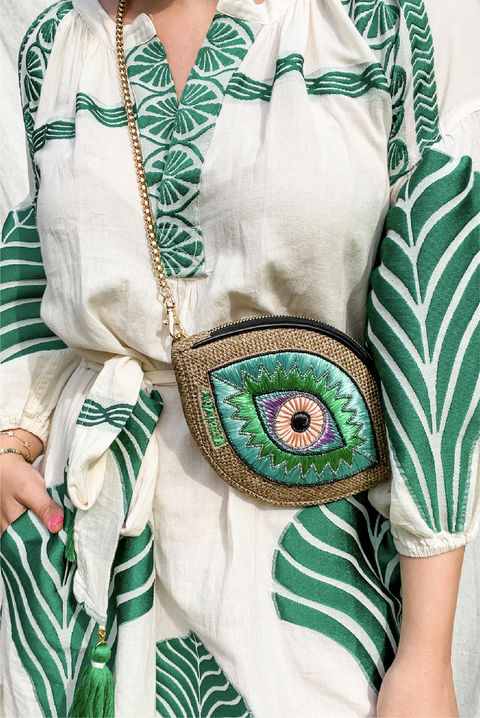 Selini Classic. Evil Eye Belt Bag. Greek Inspired Design. Colorful Bag. 