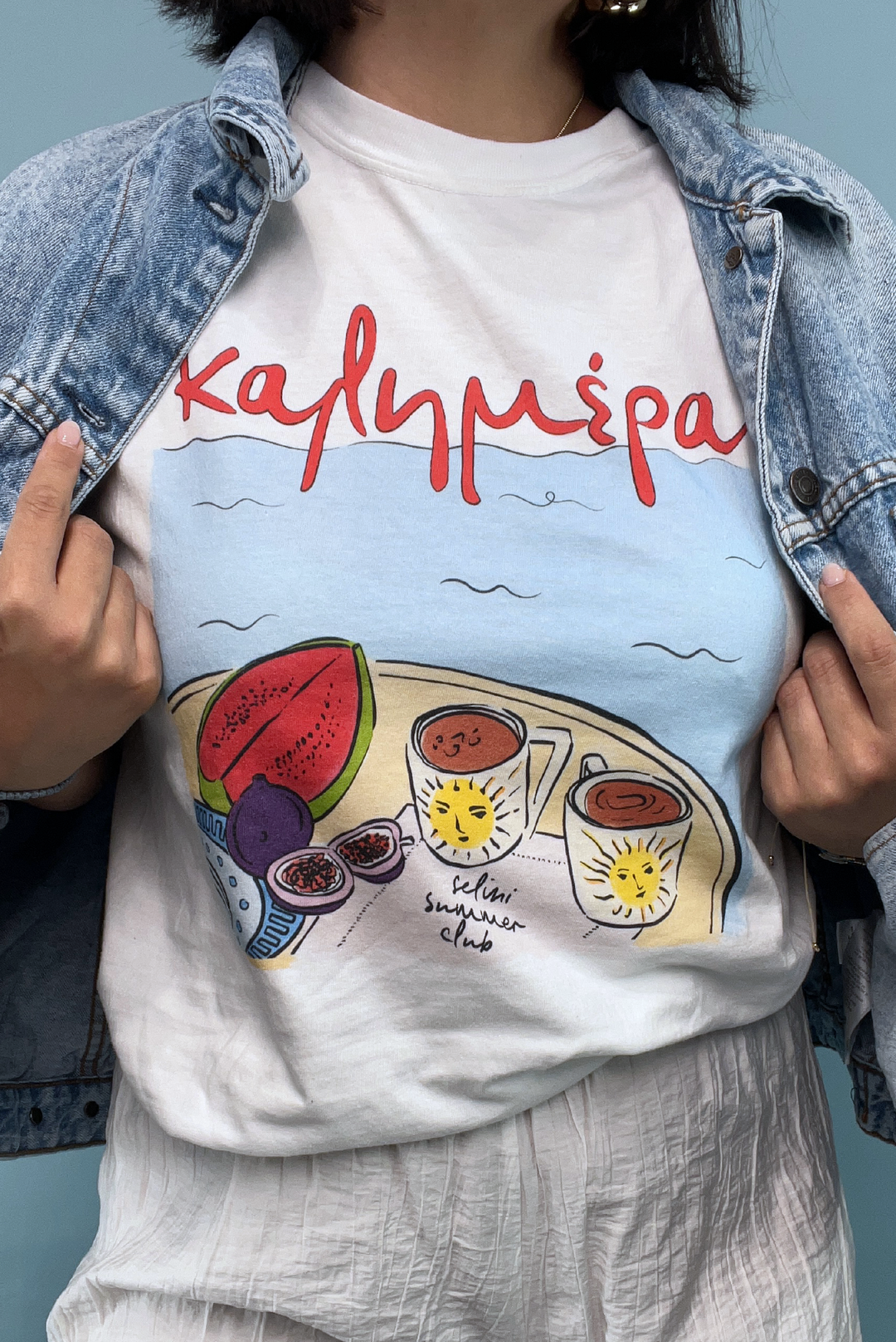 Selini Classic. Selini Summer Club. Good Morning T-Shirt. Greek Inspired Design. 