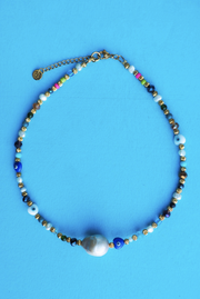 Made in Greece. Freshwater Baroque Pearls. 24K Gold Plated Beads. Statement Summer Choker. 