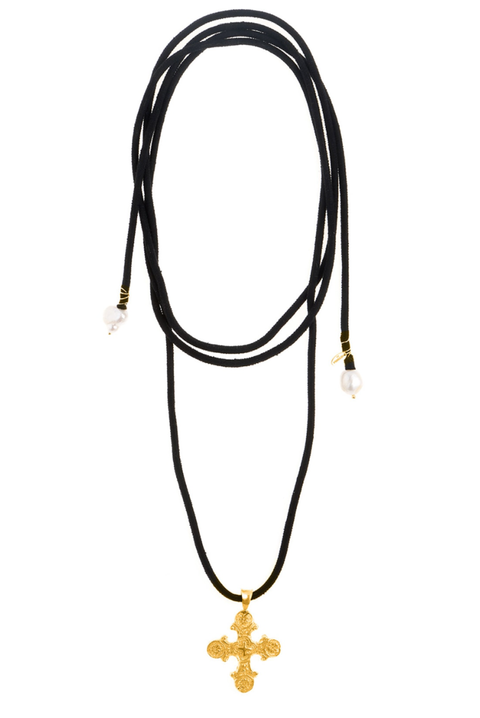 Made in Greece. Gold-plated Sterling Silver 925. Statement Cross Necklace. Greek Jewelry. 
