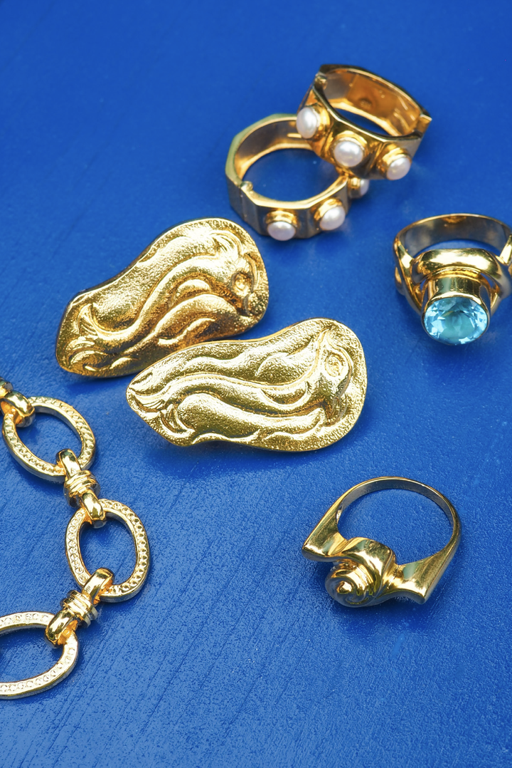 Knossos Earrings made by Greek brand Inooku, sold by Selini.