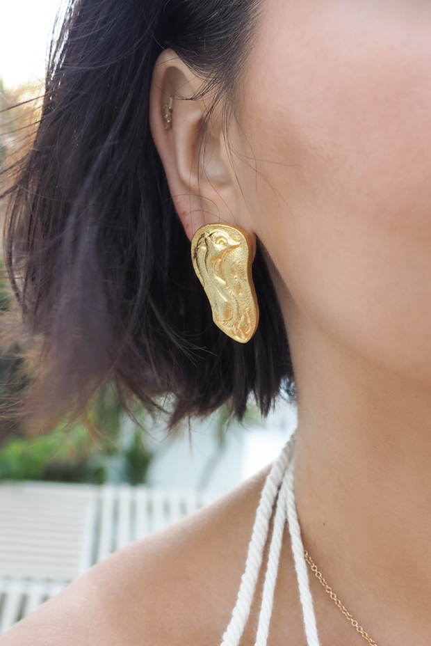 Made in Greece. Fine 925 Silver with 24K Gold Plating. Statement Summer Earrings. Gold Unique Shaped Earrings. 