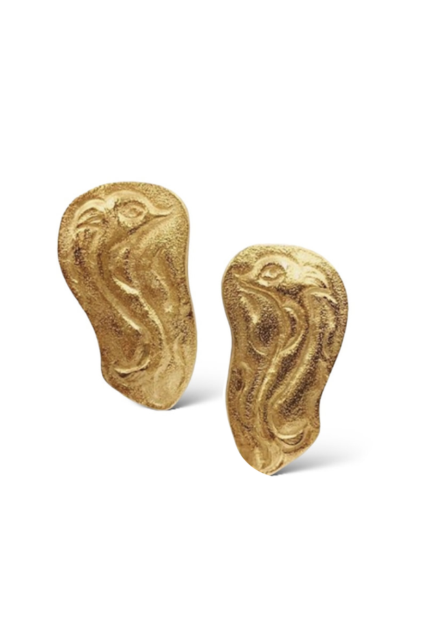 Made in Greece. Fine 925 Silver with 24K Gold Plating. Statement Summer Earrings. Gold Unique Shaped Earrings. 