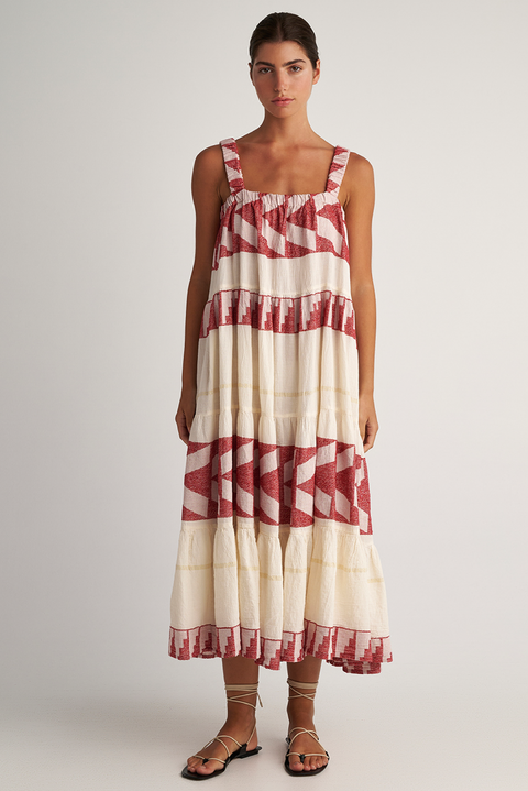 Made in Greece. 100% Cotton. Greek Inspired Design. Maxi Dress. 