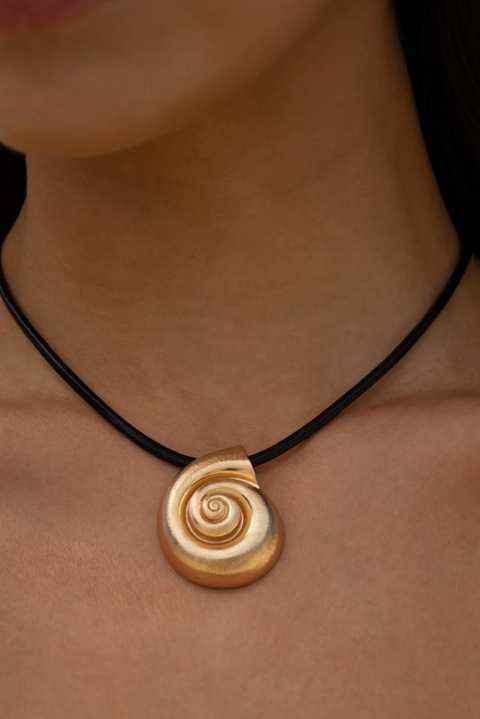 Staple Necklace. Bold Shell Jewelry. 14KT Gold Plated Brass. Summer Statement Jewelry. 
