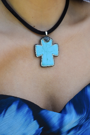 Made in Greece. Turquoise Cross Necklace. Greek Inspired Jewelry. Statement Jewelry. 