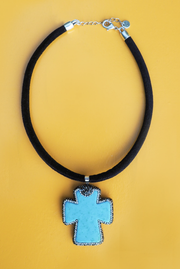 Made in Greece. Turquoise Cross Necklace. Greek Inspired Jewelry. Statement Jewelry. 