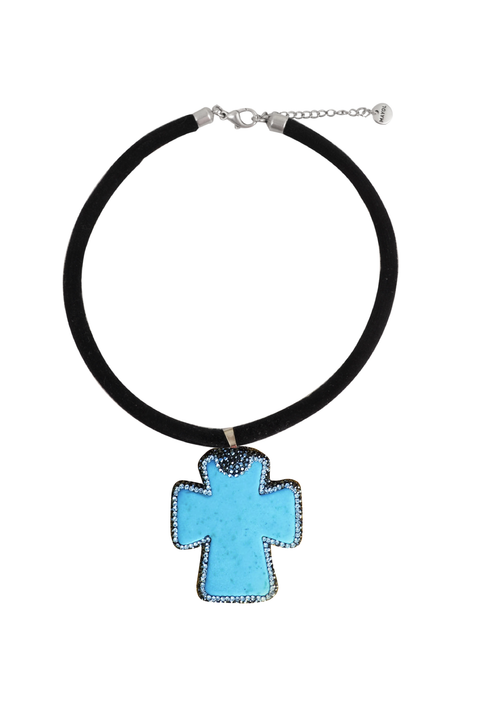 Made in Greece. Turquoise Cross Necklace. Greek Inspired Jewelry. Statement Jewelry. 